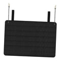 Black foldable trunk bumper pad with two hanging straps and metal top hooks