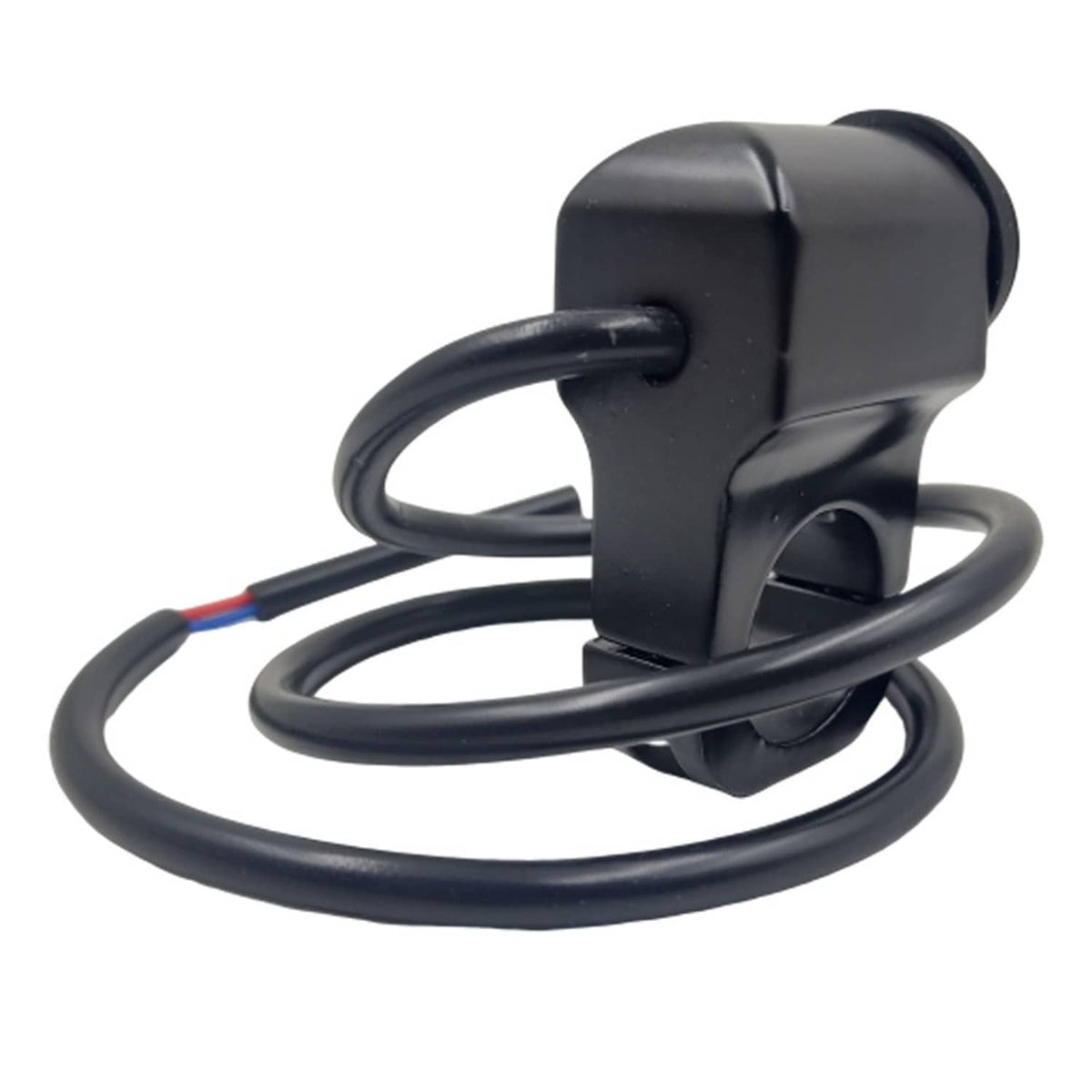 Black waterproof headlight switch module with coiled cables and red lead