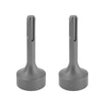 Ground rod driver adapter set, two grey steel pieces for hammer drill conversion