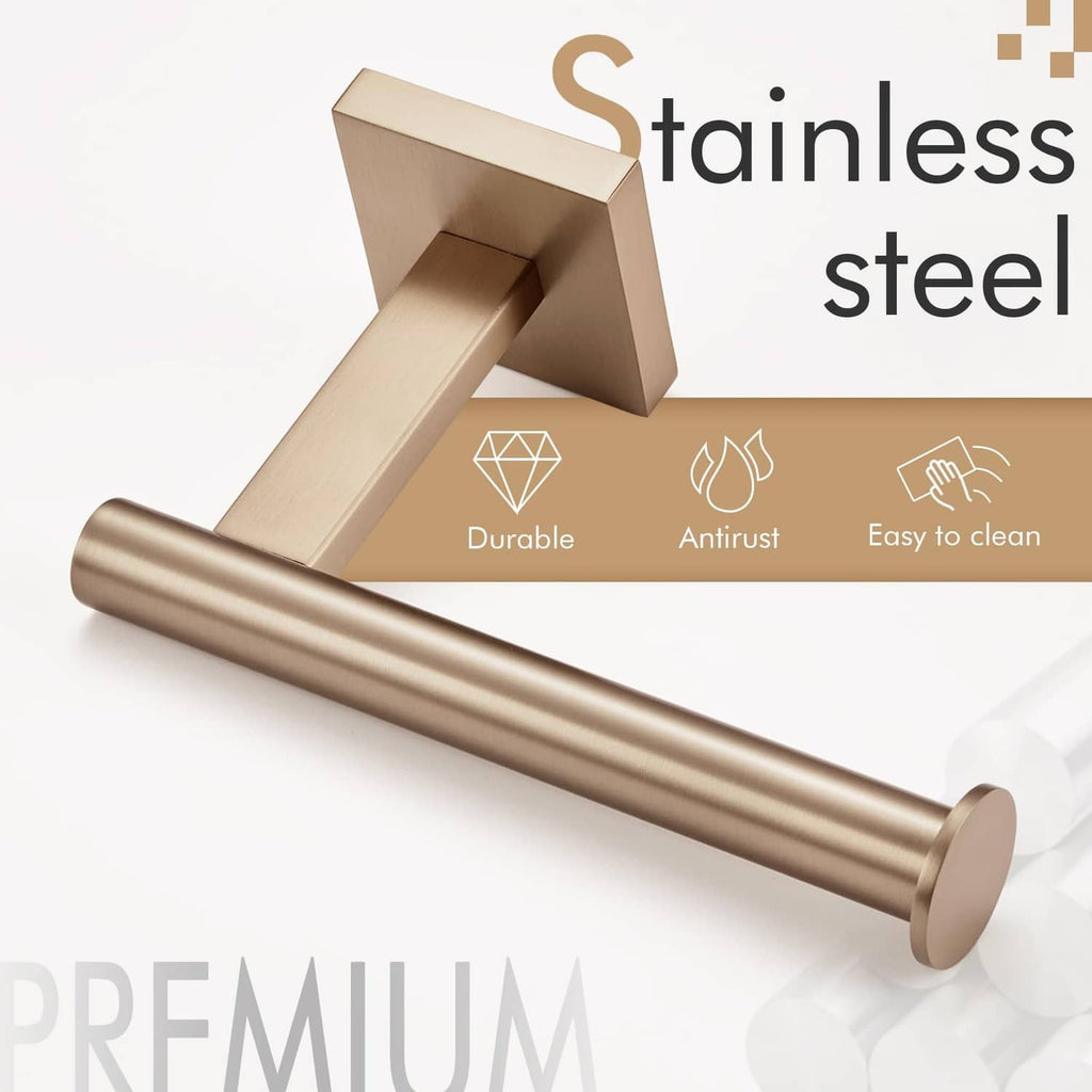 Champagne bronze vertical toilet paper holder with anti-rust, easy-clean design