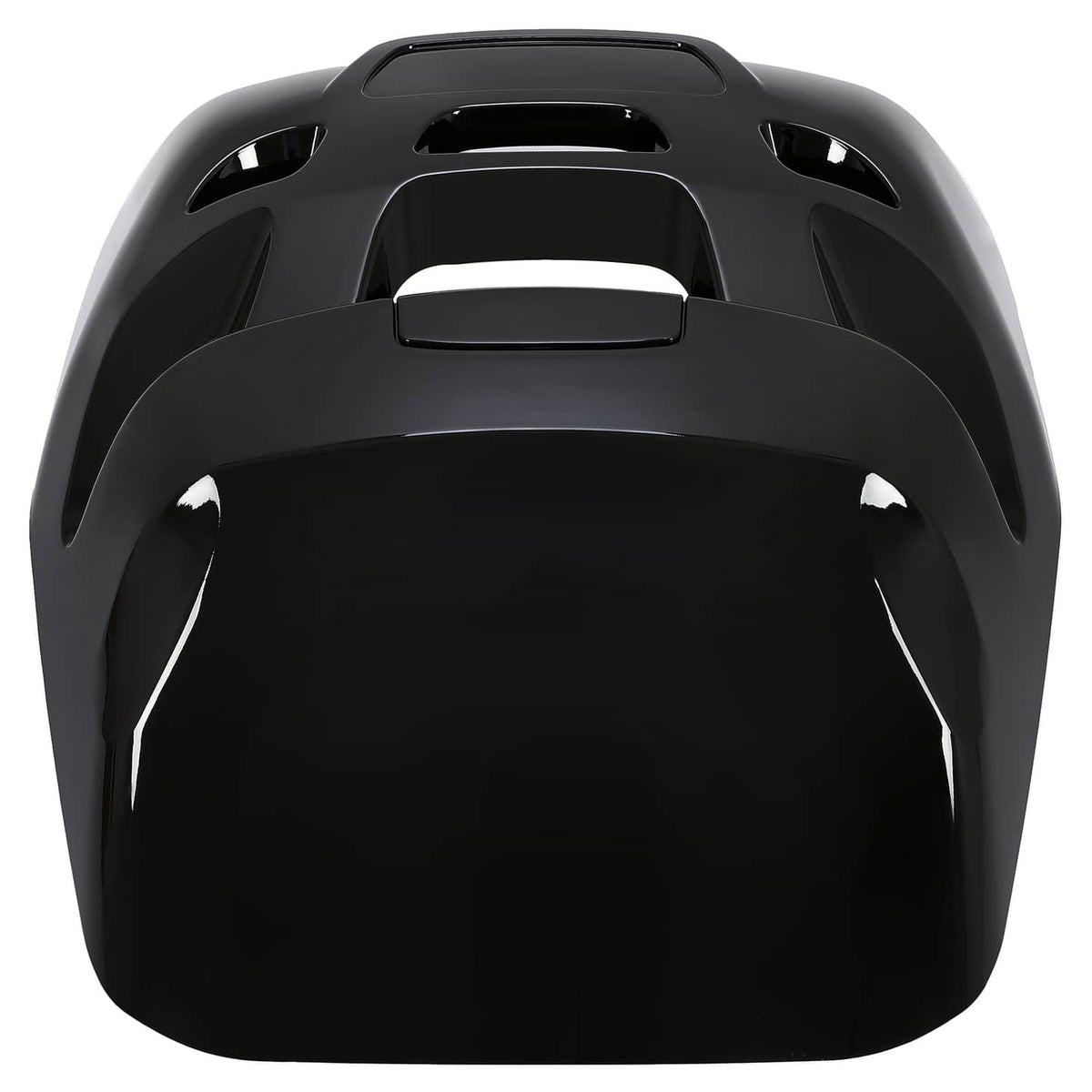 ABS outboard cowling airdam cap front view, black with top handle slot and vents