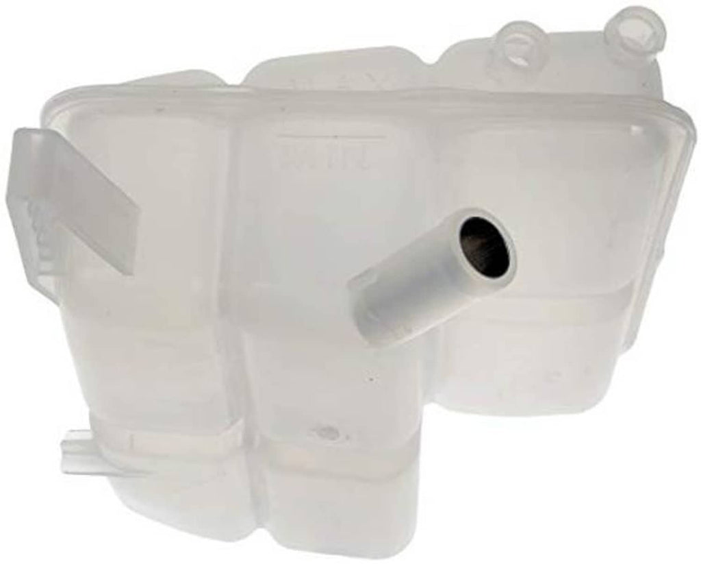 Translucent pressurized coolant reservoir with round opening and side outlet tube