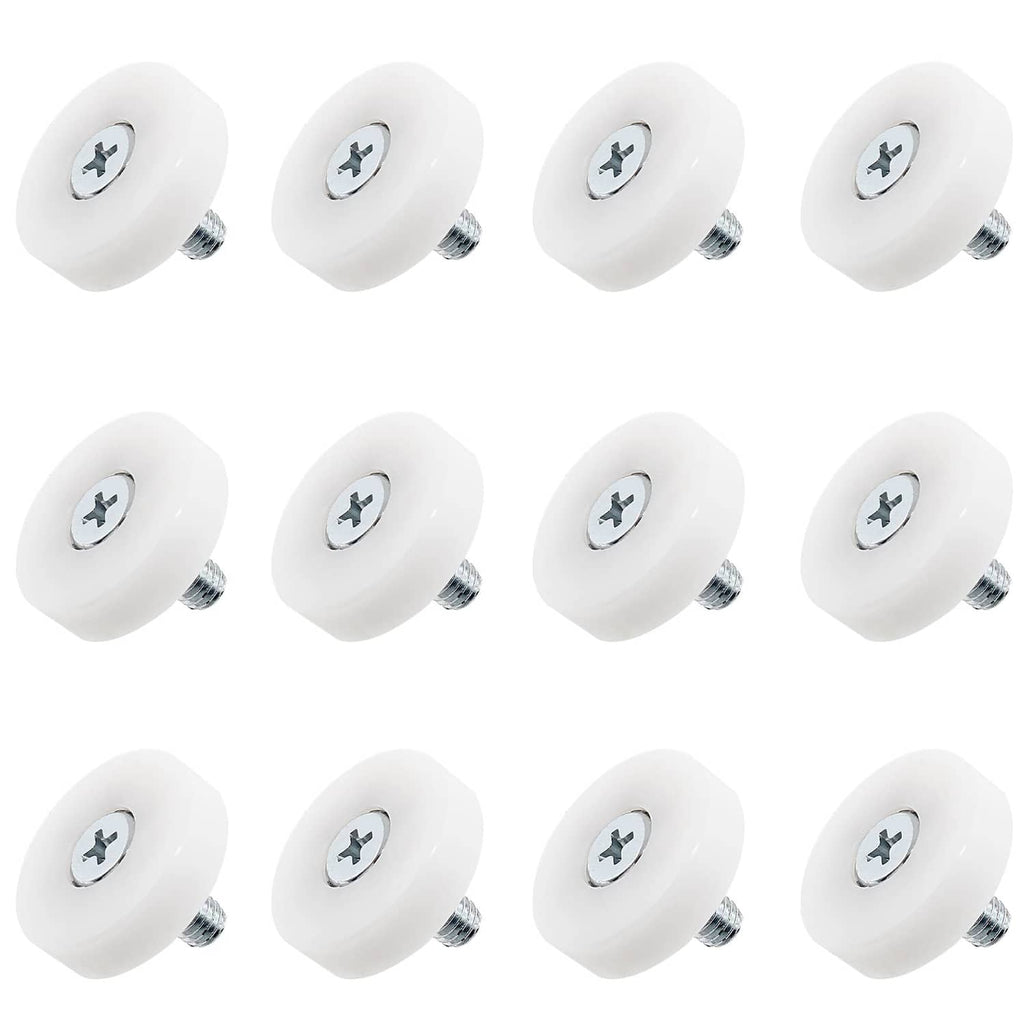 White drawer slide roller wheels with metal screws, multiple pack view