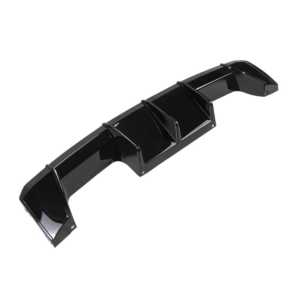 Gloss black rear bumper lip diffuser with raised center and side scoops