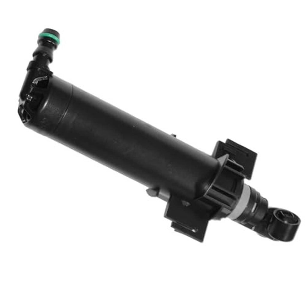 Black headlamp washer nozzle jet sprayer, angled view with green connector