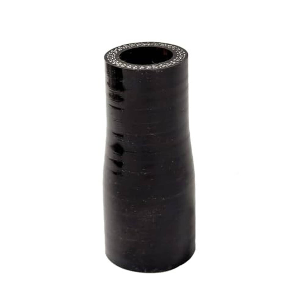 Straight rubber hose coupler reducer, black, rounded end with open bore