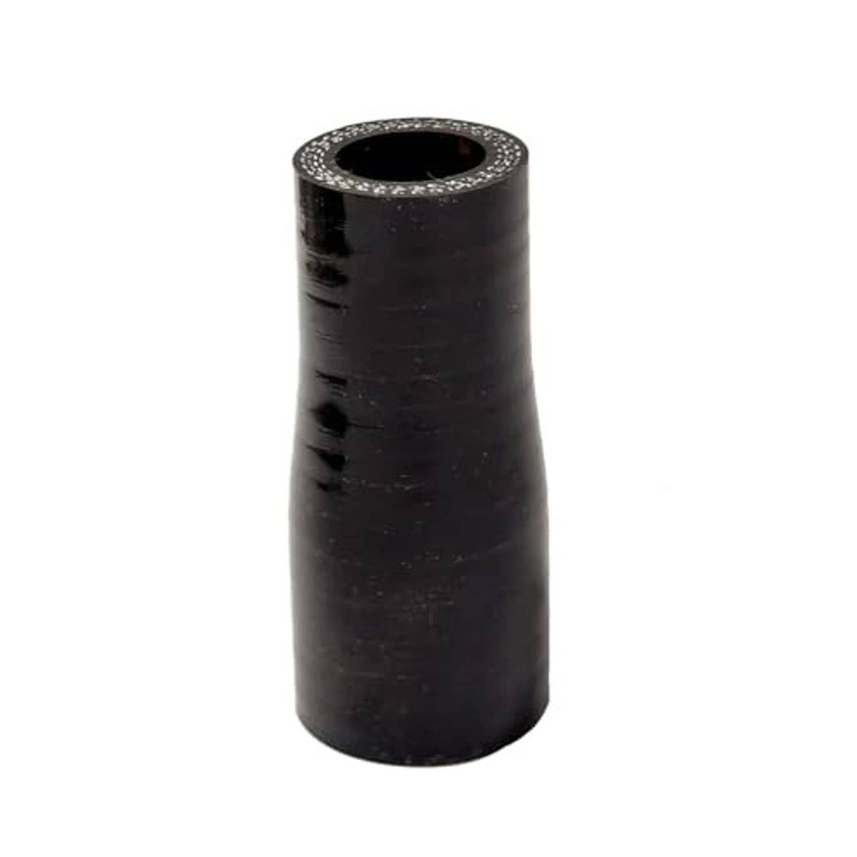 Straight rubber hose coupler reducer, black, rounded end with open bore