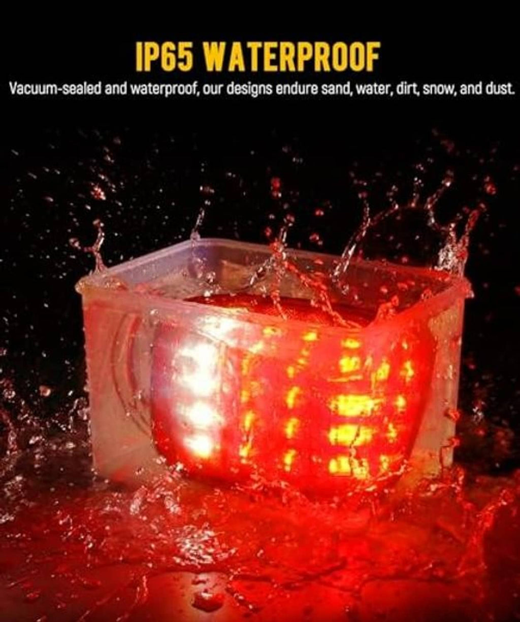 Waterproof square red LED tail light with glowing LEDs and red lens