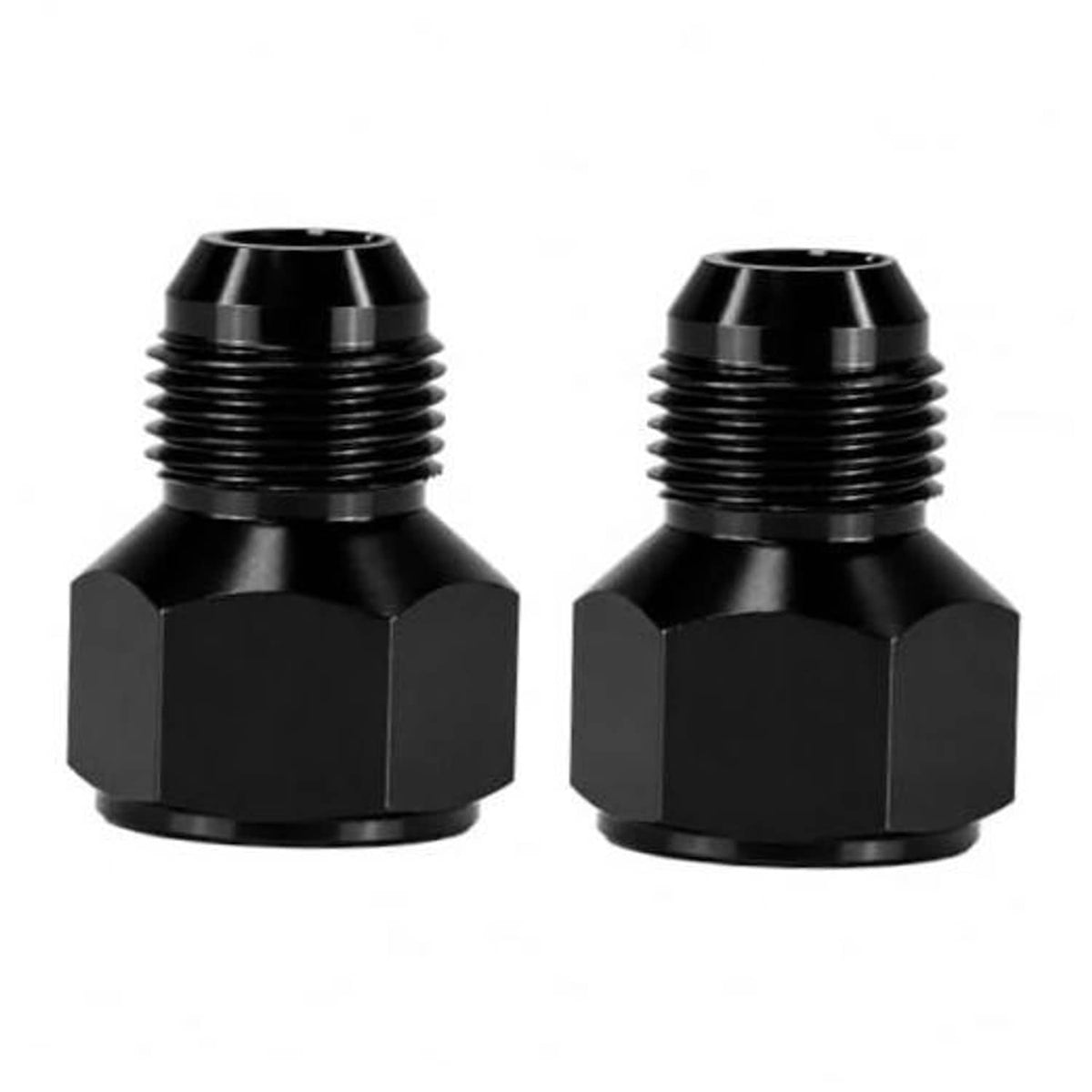 Black AN flare reducer adapter, 10AN to 8AN, hex fittings, aluminum alloy (2-pack)
