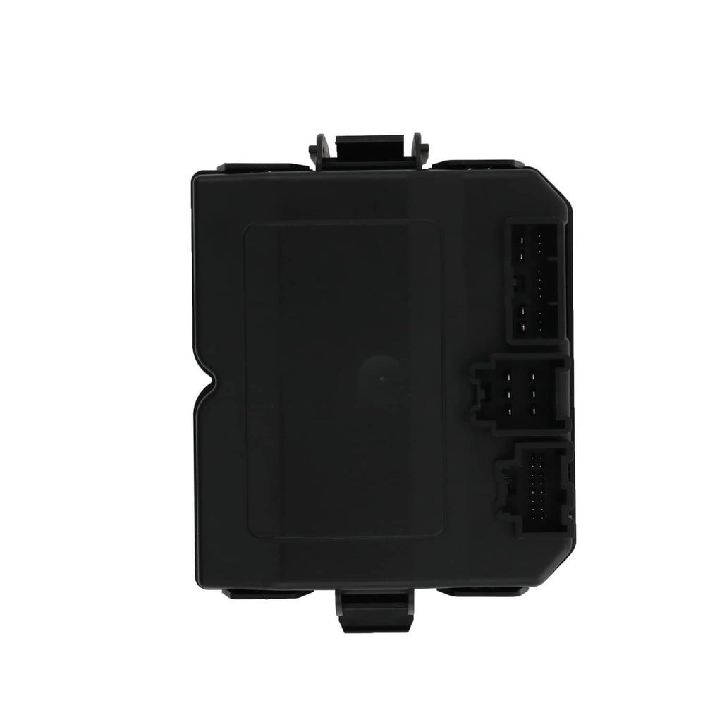 Rear liftgate control module, black plastic unit with multi-pin connector panel