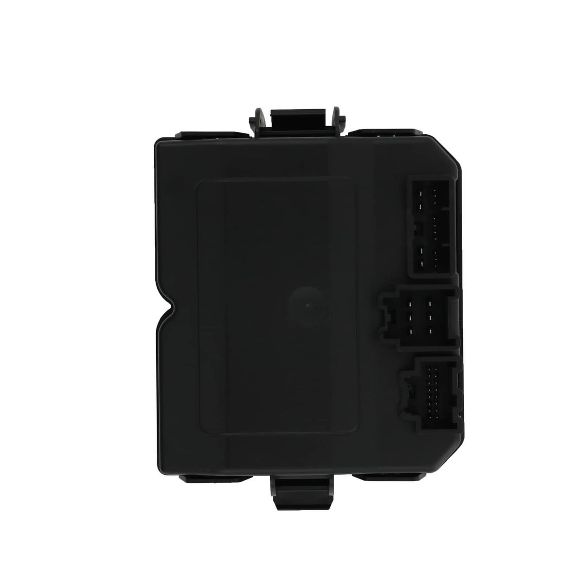 Rear liftgate control module, black plastic unit with multi-pin connector panel