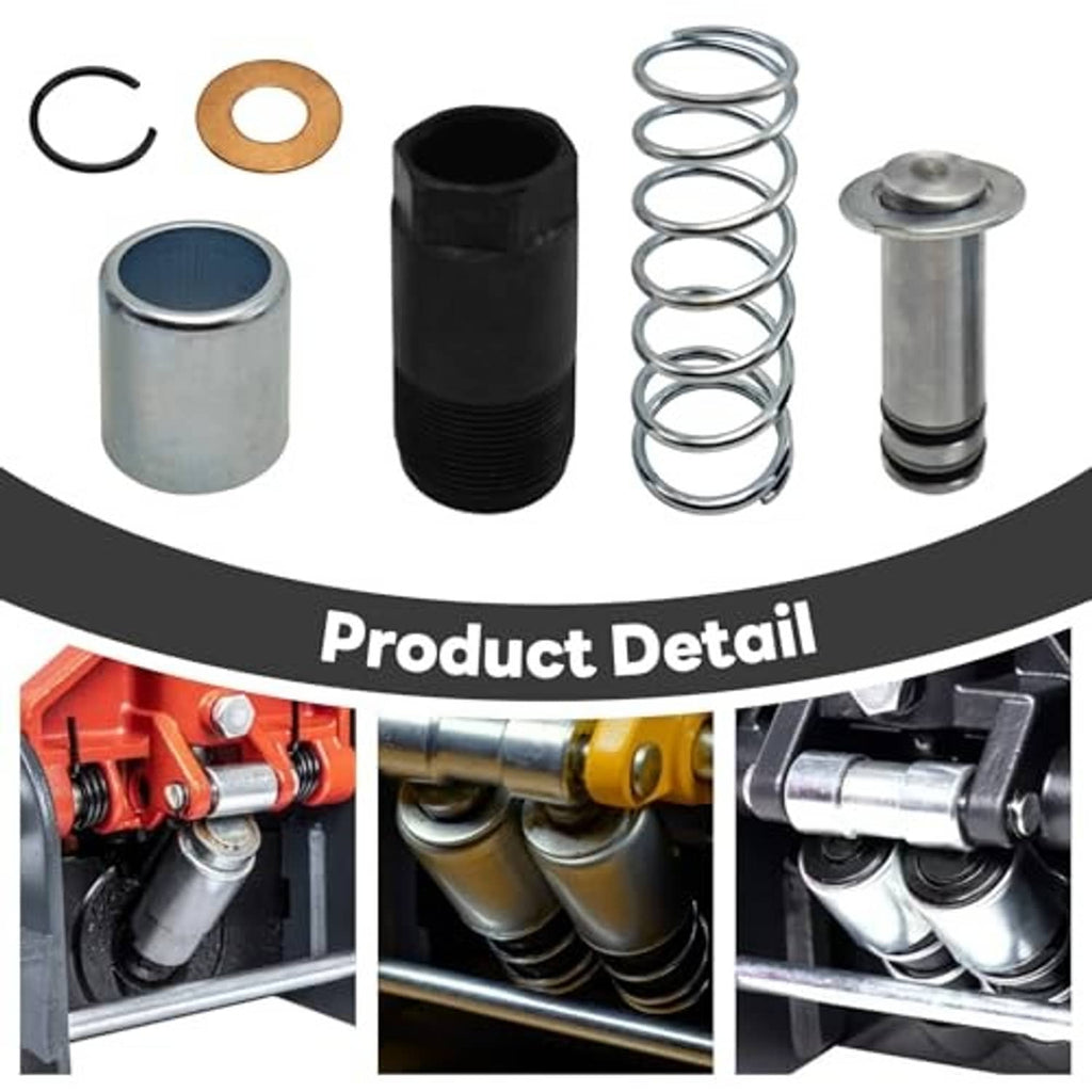 Hydraulic floor jack pump plunger kit detail view with black sleeve, spring, and plunger