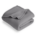 Gray full/queen fleece blanket folded with soft drape and stitched edges