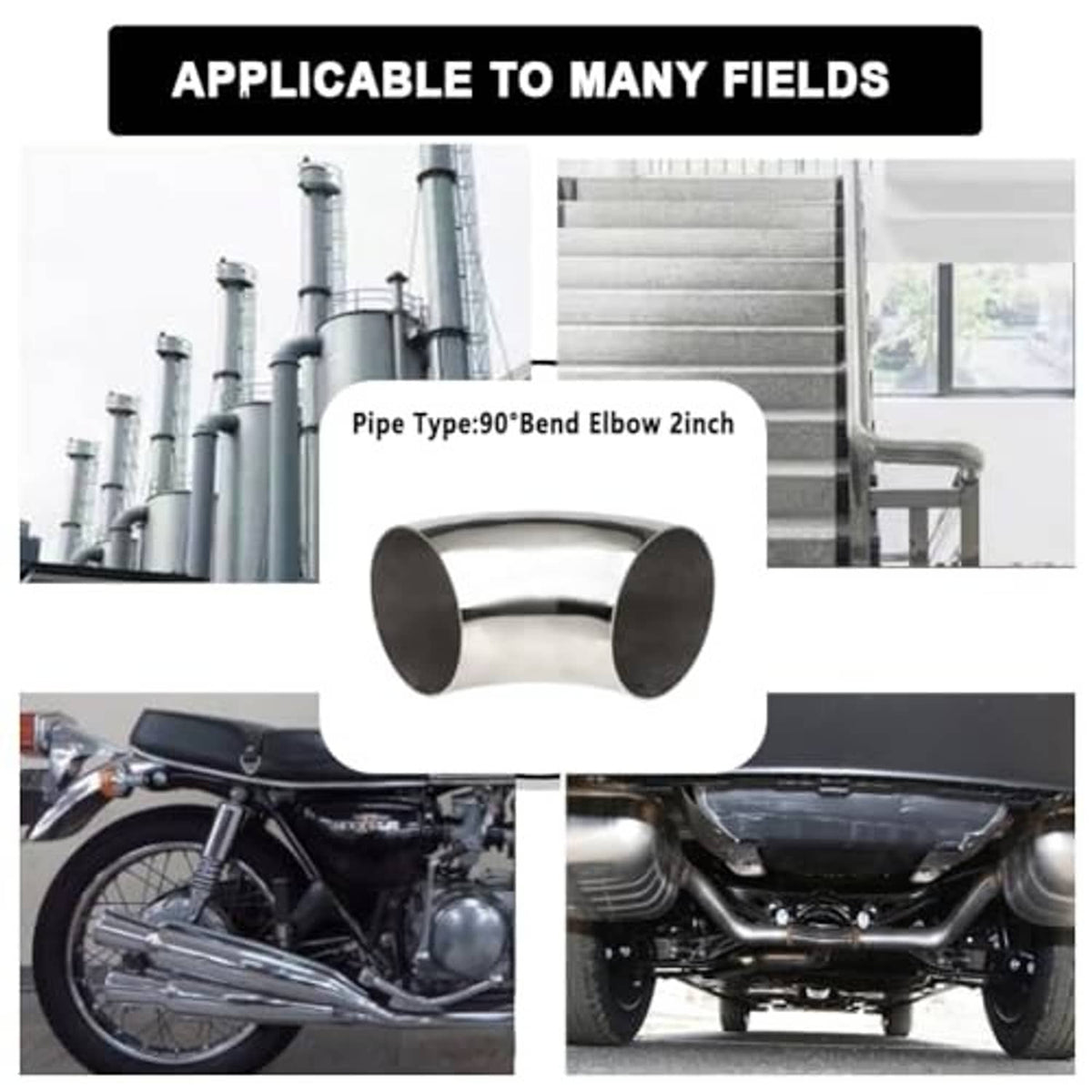 Stainless steel 90-degree bend elbow tube for vehicle exhaust piping, compact fit