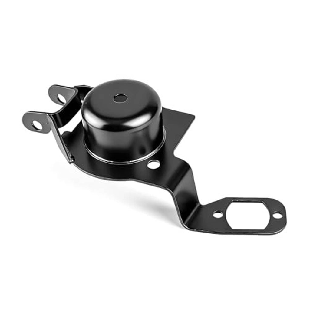 Front driver side lower coil spring bracket, black metal circular spring cup and bracket