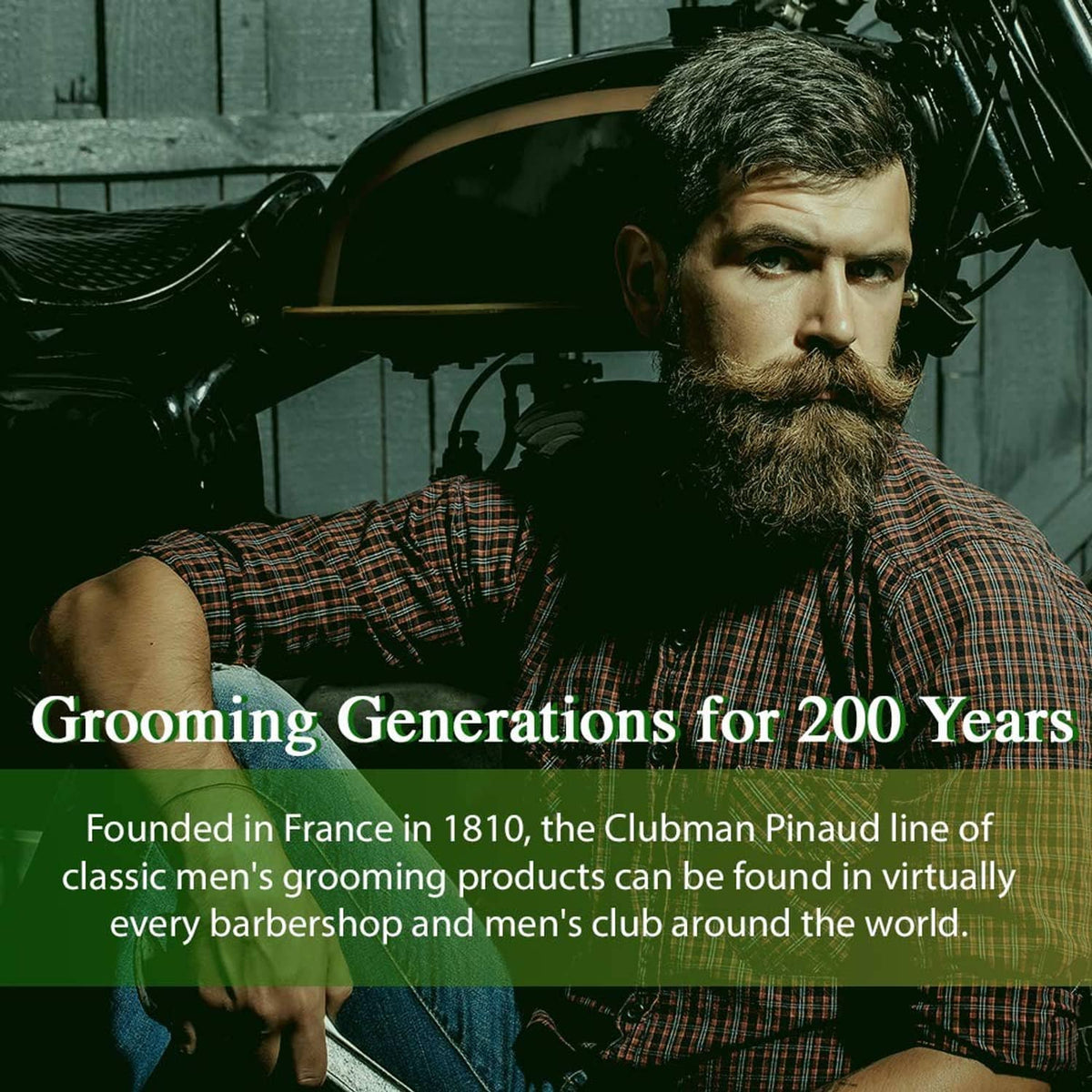 Grooming wax promo showing a bearded man with “Grooming Generations” text