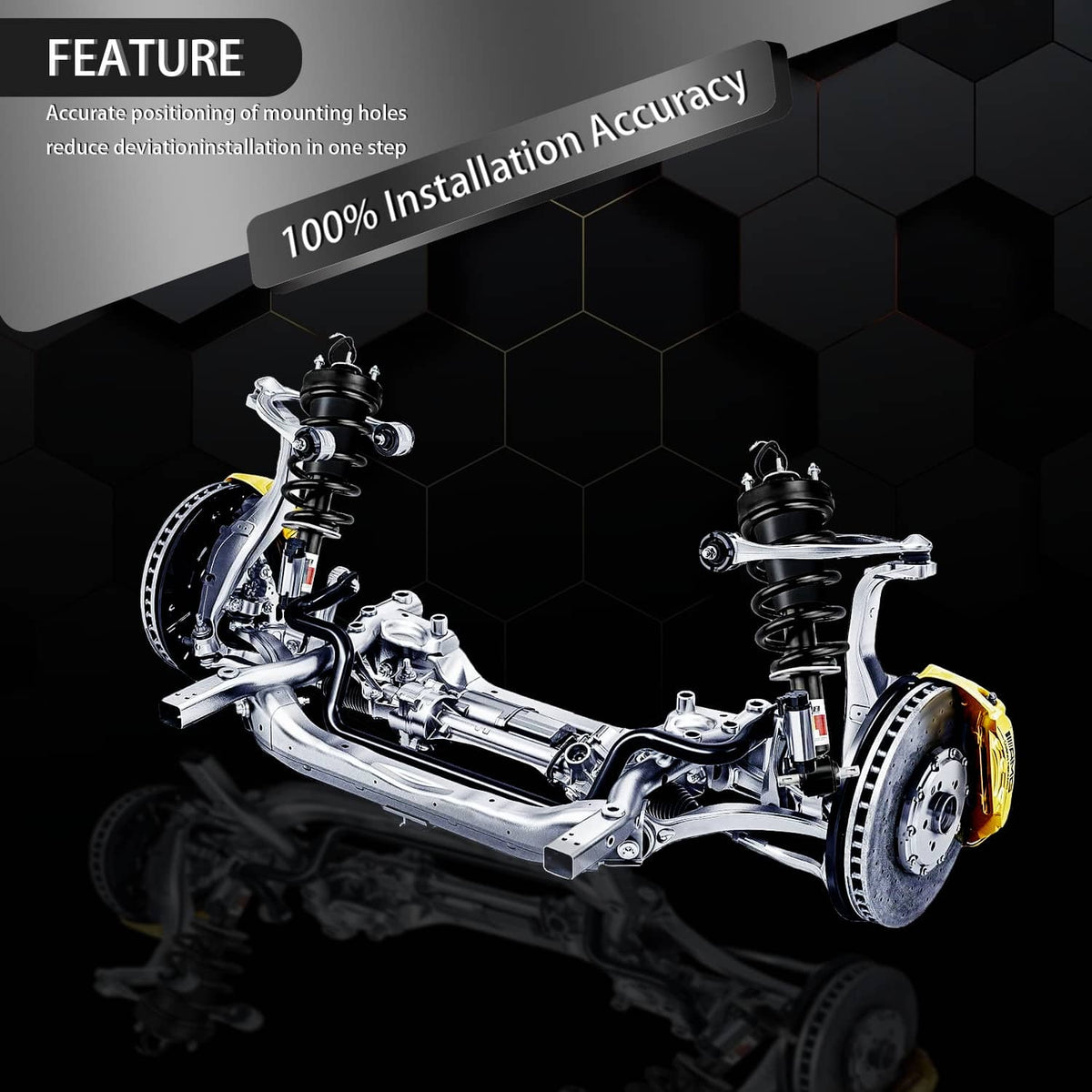 Suspension shock and coil spring assembly with control arm and mounting accuracy illustration