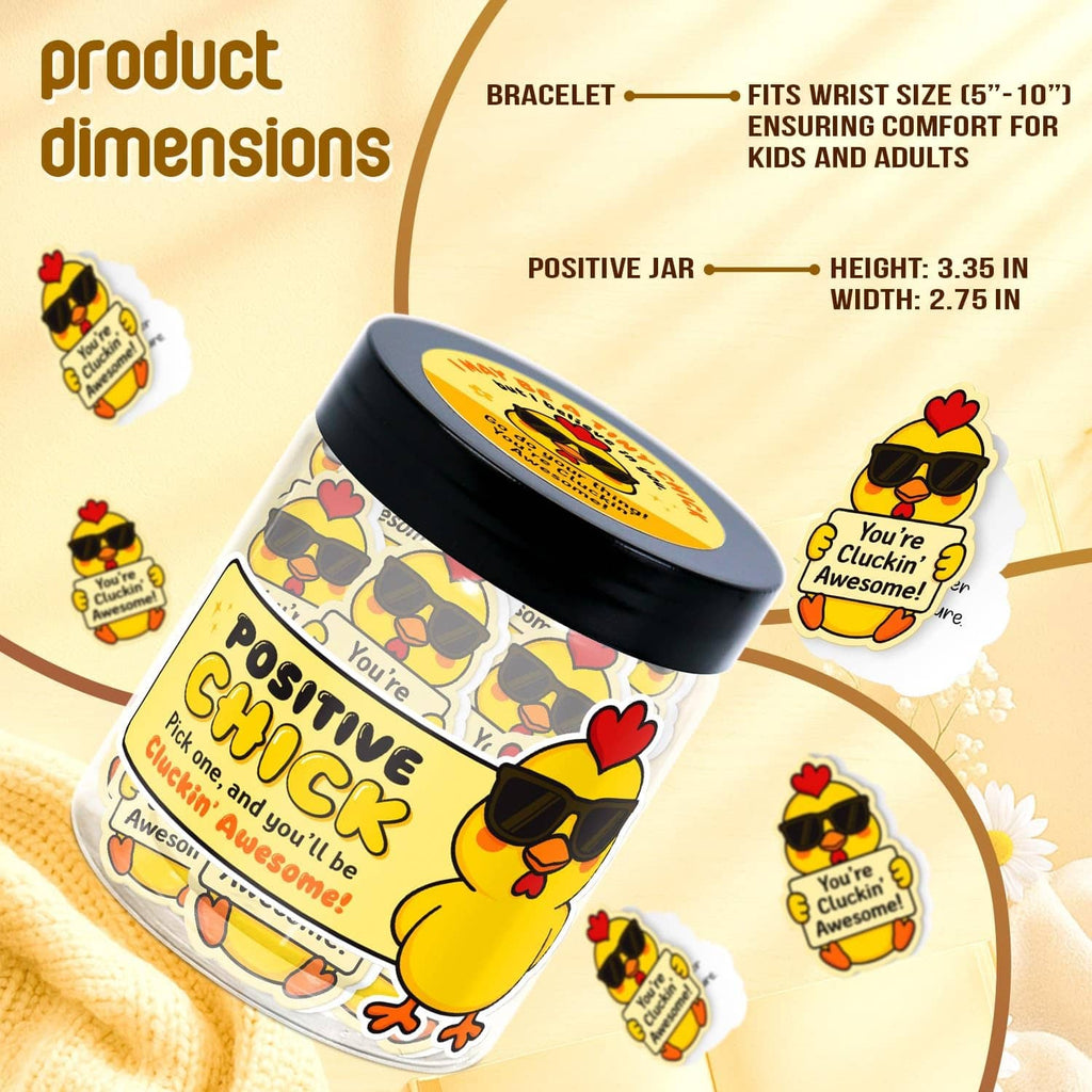 Chicken positive affirmation note jar with black lid and illustrated sticker notes