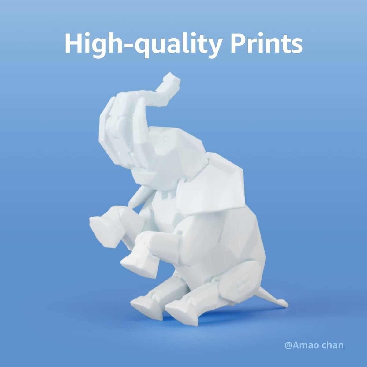 White PLA 3D printed model with layered detail and angular shapes