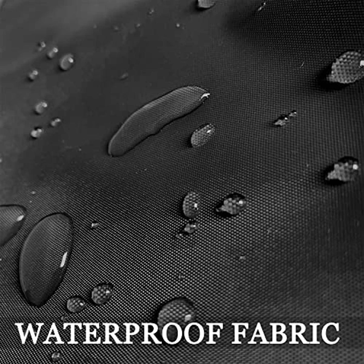 Black outdoor flag fabric with water droplets, waterproof material texture close-up