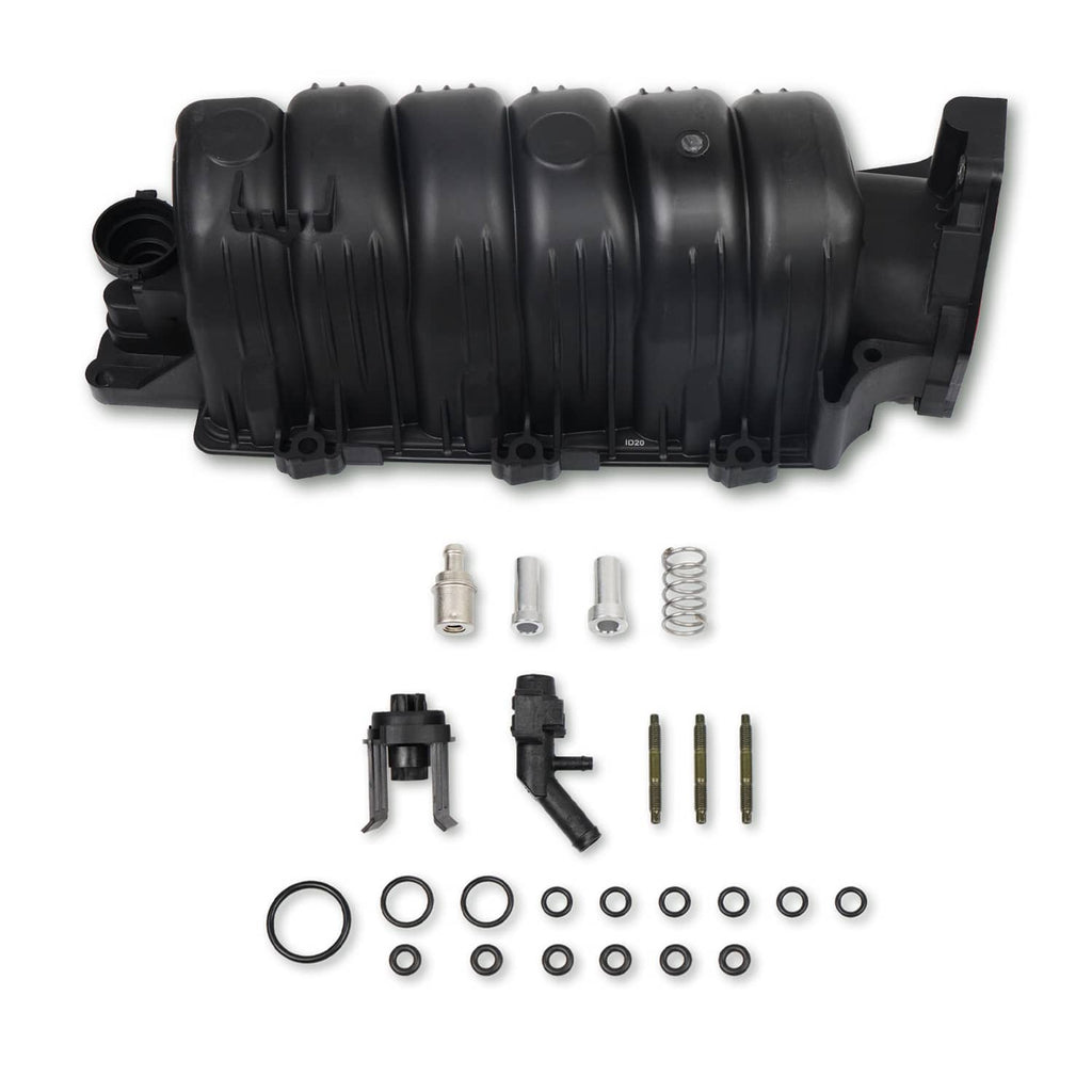 Black upper intake manifold with gasket and mounting hardware set