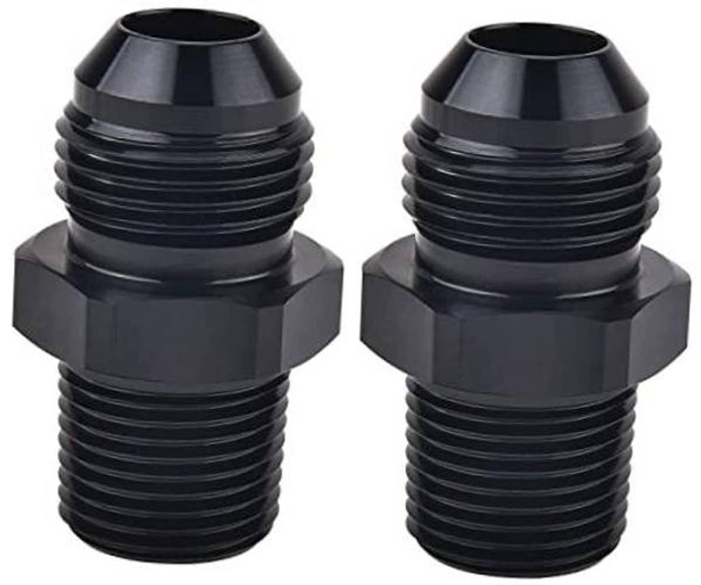 Black AN flare pipe adapter, male 10AN flare to 1/2 NPT male threads