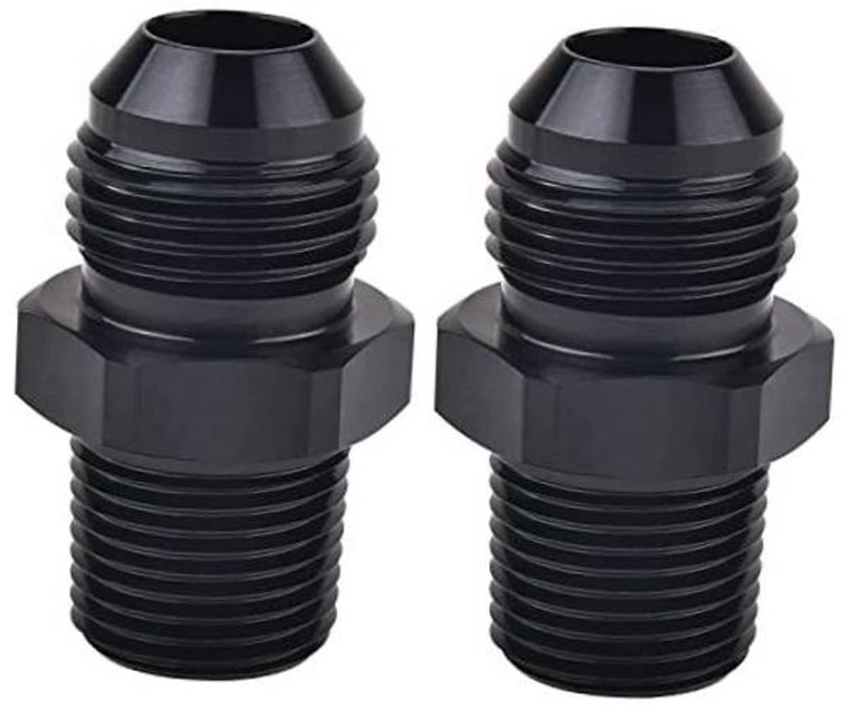 Black AN flare pipe adapter, male 10AN flare to 1/2 NPT male threads