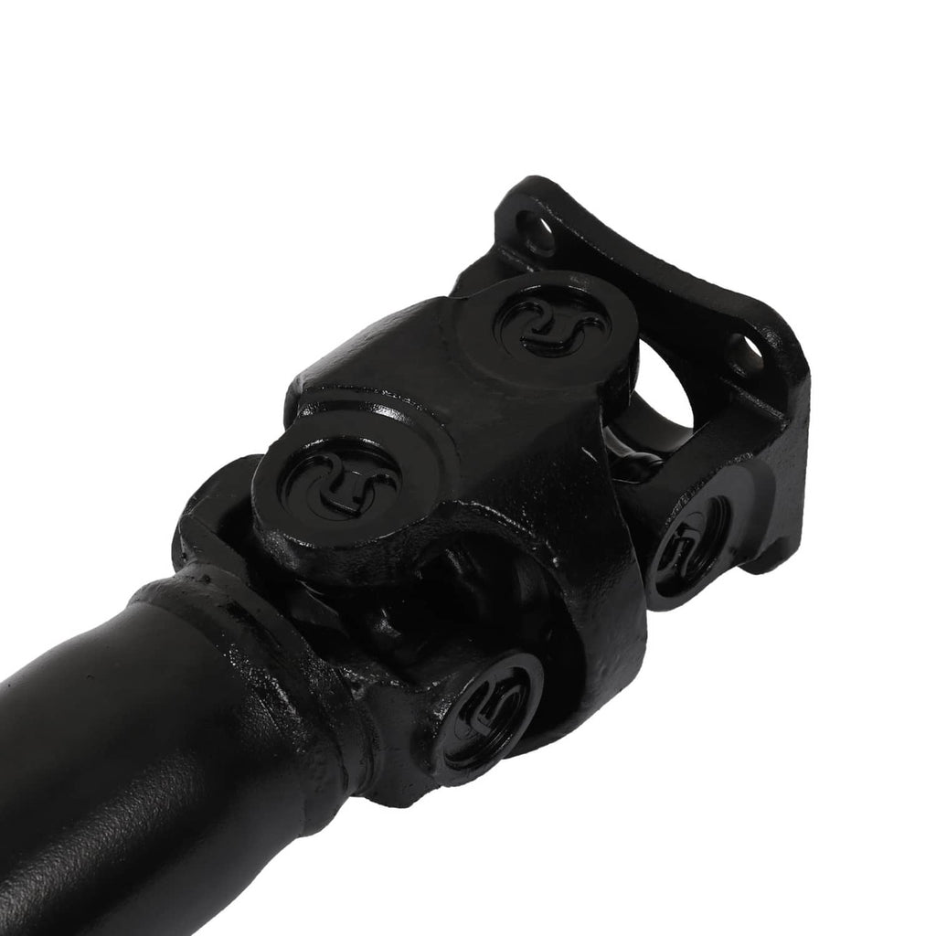Black driveshaft yoke joint with three support straps and circular bearings