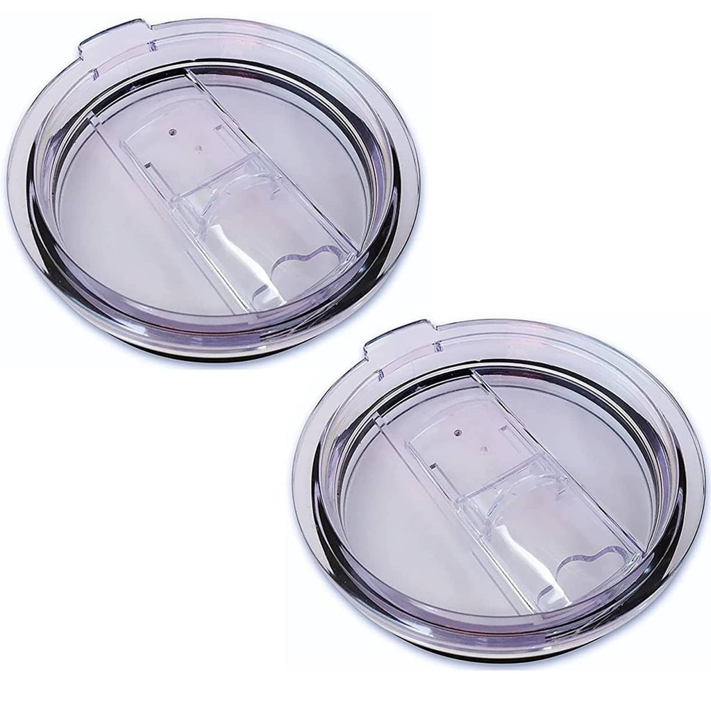 Set of 2 clear replacement lids with black rim for 20oz stainless tumbler slide-on cups