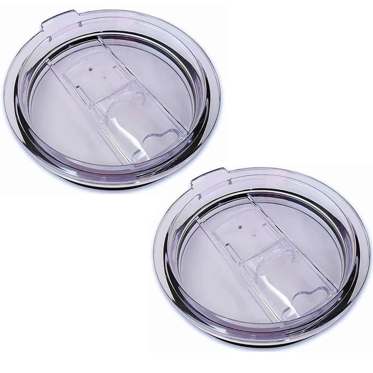 Set of 2 clear replacement lids with black rim for 20oz stainless tumbler slide-on cups