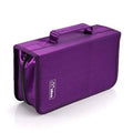 Purple CD/DVD storage binder case with handle and front zipper pocket