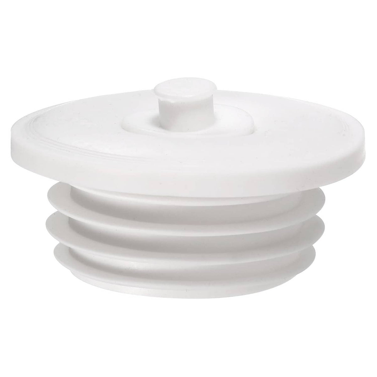 White silicone drain seal ring with raised plug, round flexible piece
