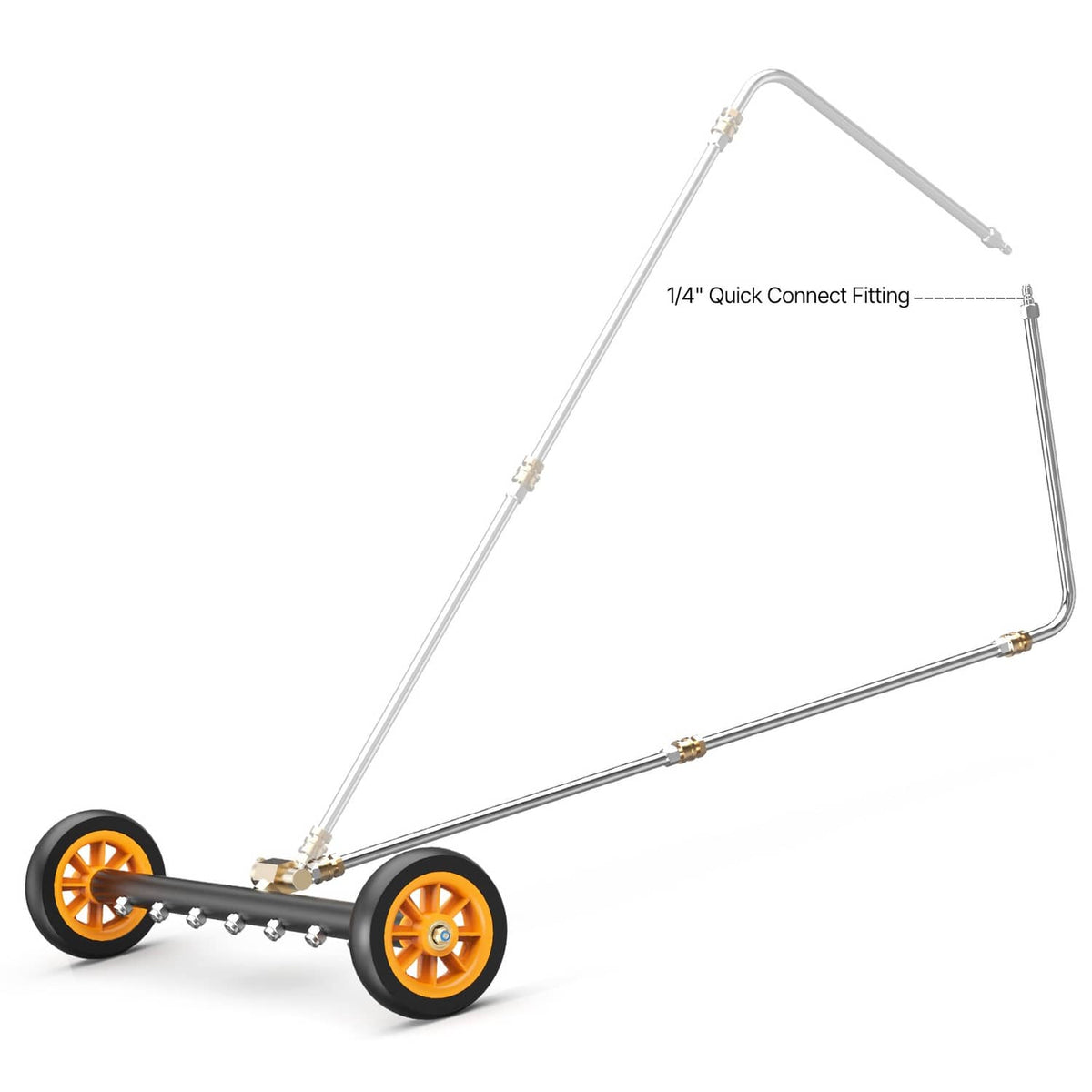 24 in undercarriage pressure washer cleaner with two extended wands and orange wheels