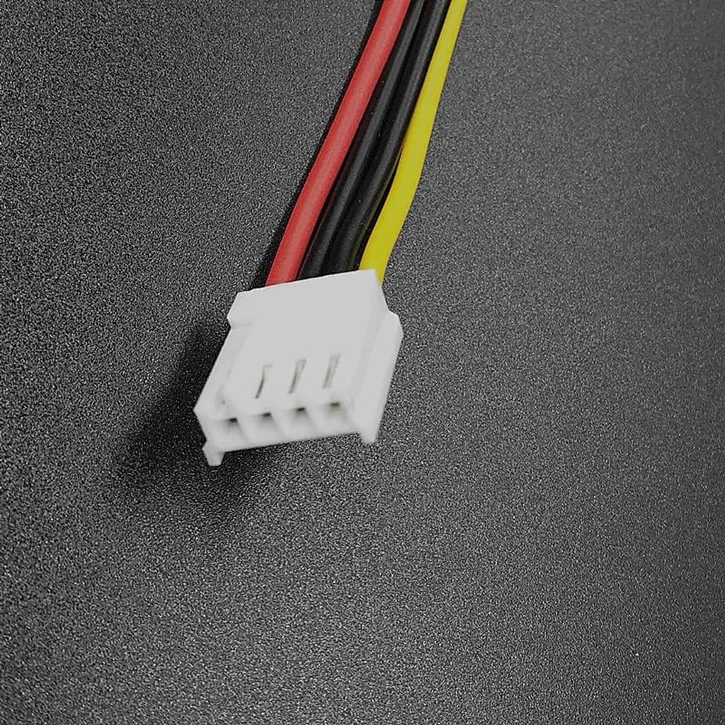 White FDD power connector on adapter cable with red, yellow, and black wires