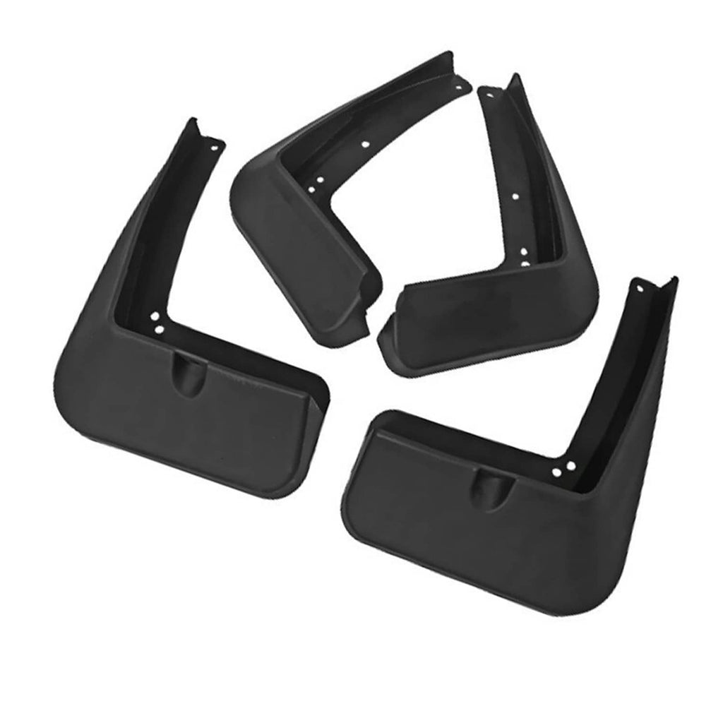 Black splash guard mud flap set with four pieces and mounting holes