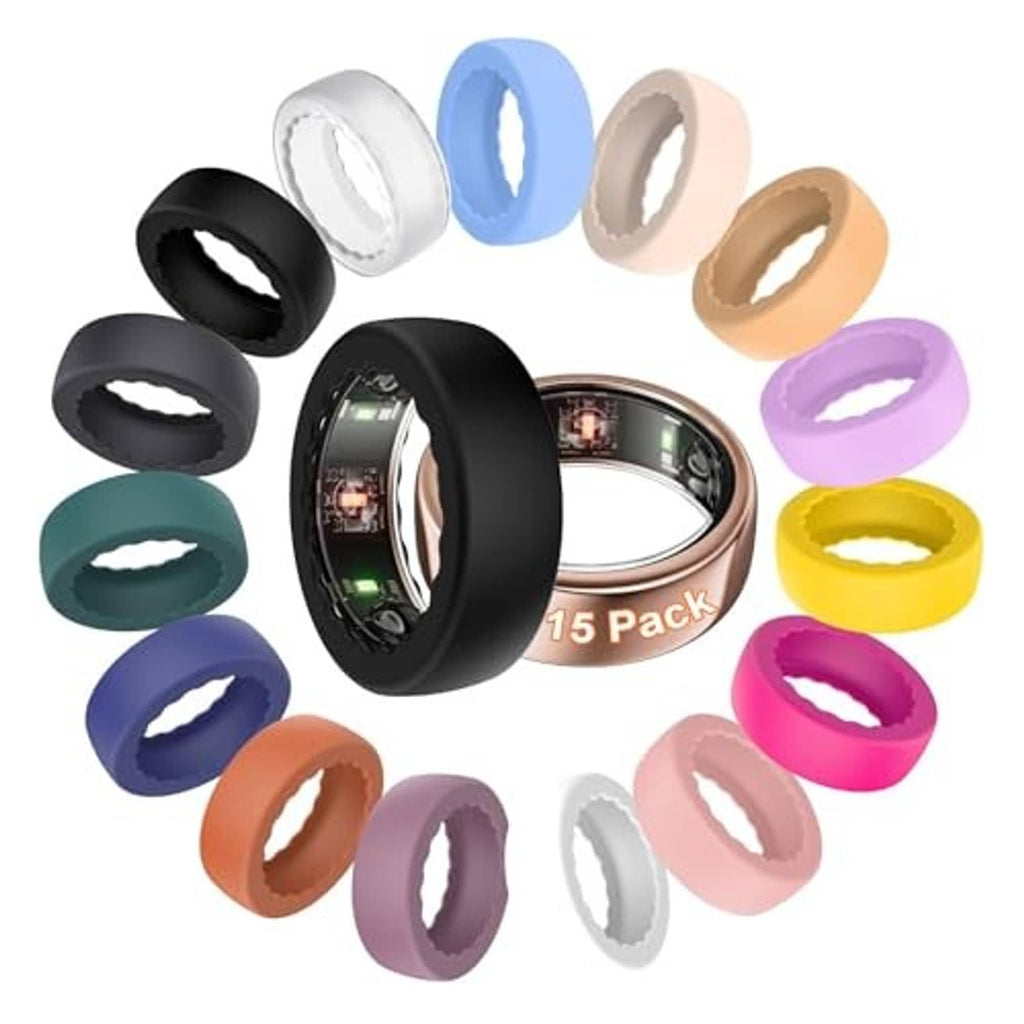 Ultra-thin silicone ring covers, 15-pack, colorful protective fit for Oura Gen 4/4 S ring
