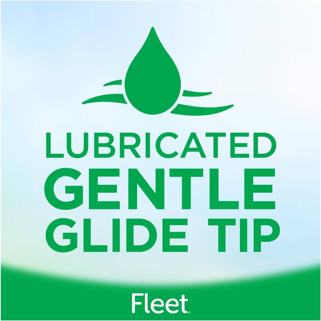 Lubricated gentle glide tip graphic on saline enema packaging