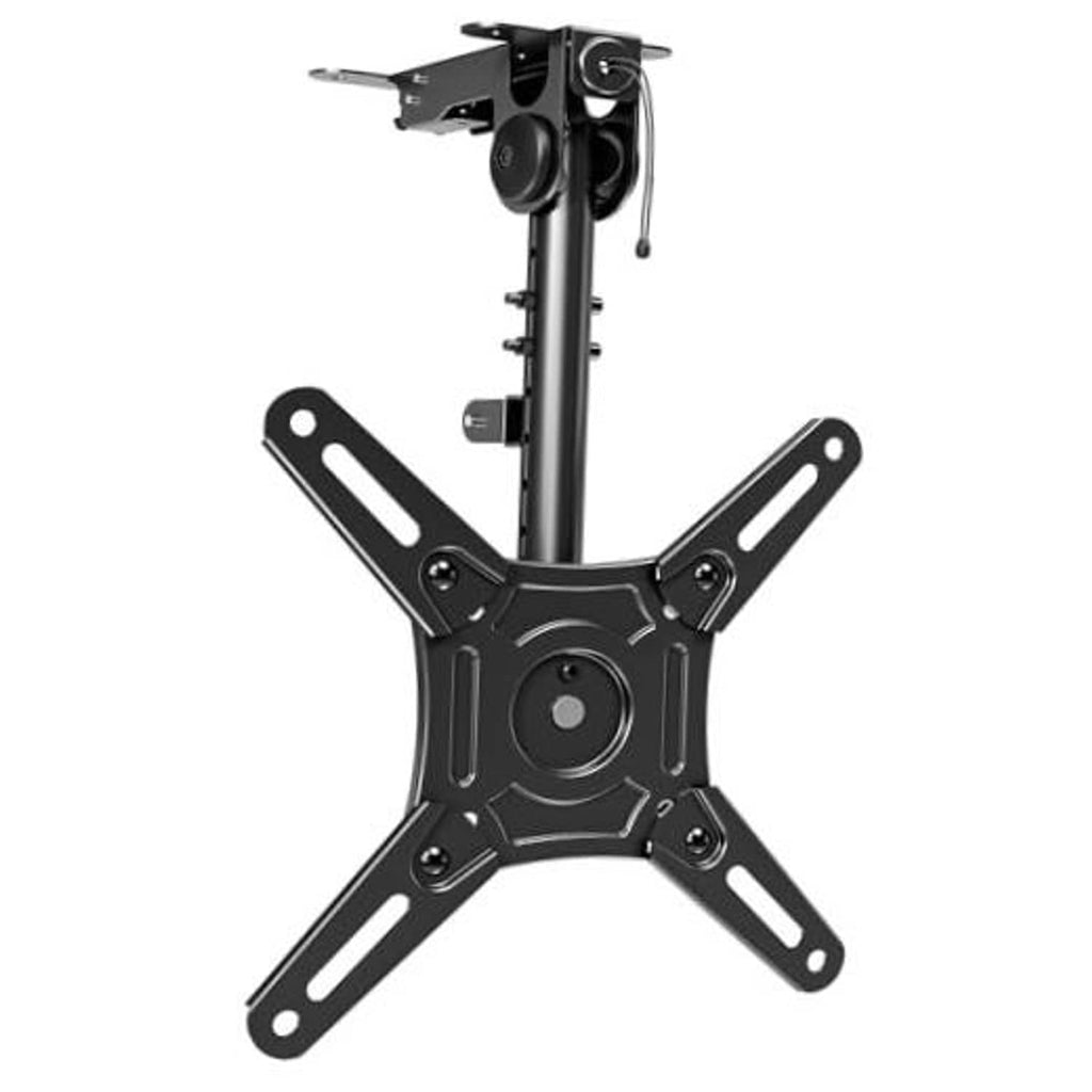 Ceiling TV mount with round center plate and four adjustable support arms, black