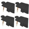 Dark gray microfiber massage table sheet set with headrest cover and fitted panels