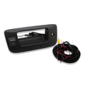 Black tailgate handle backup camera with mounting bracket and wiring harness
