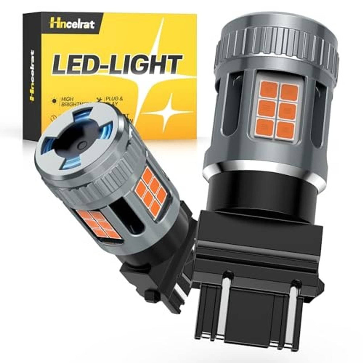 LED turn signal bulb with amber SMD light panel and wedge base