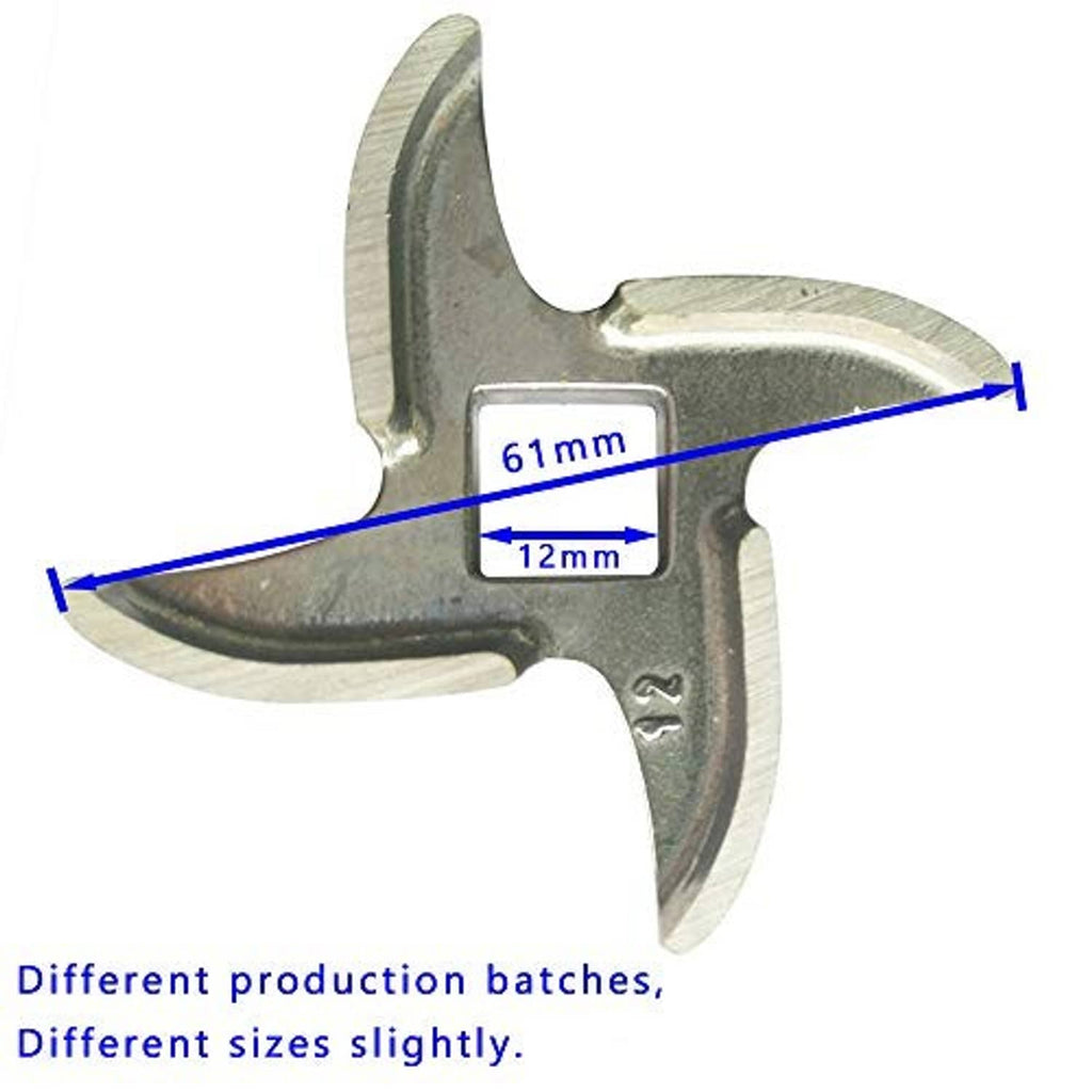 Meat grinder replacement blade (#12), 61mm length with 12mm center opening