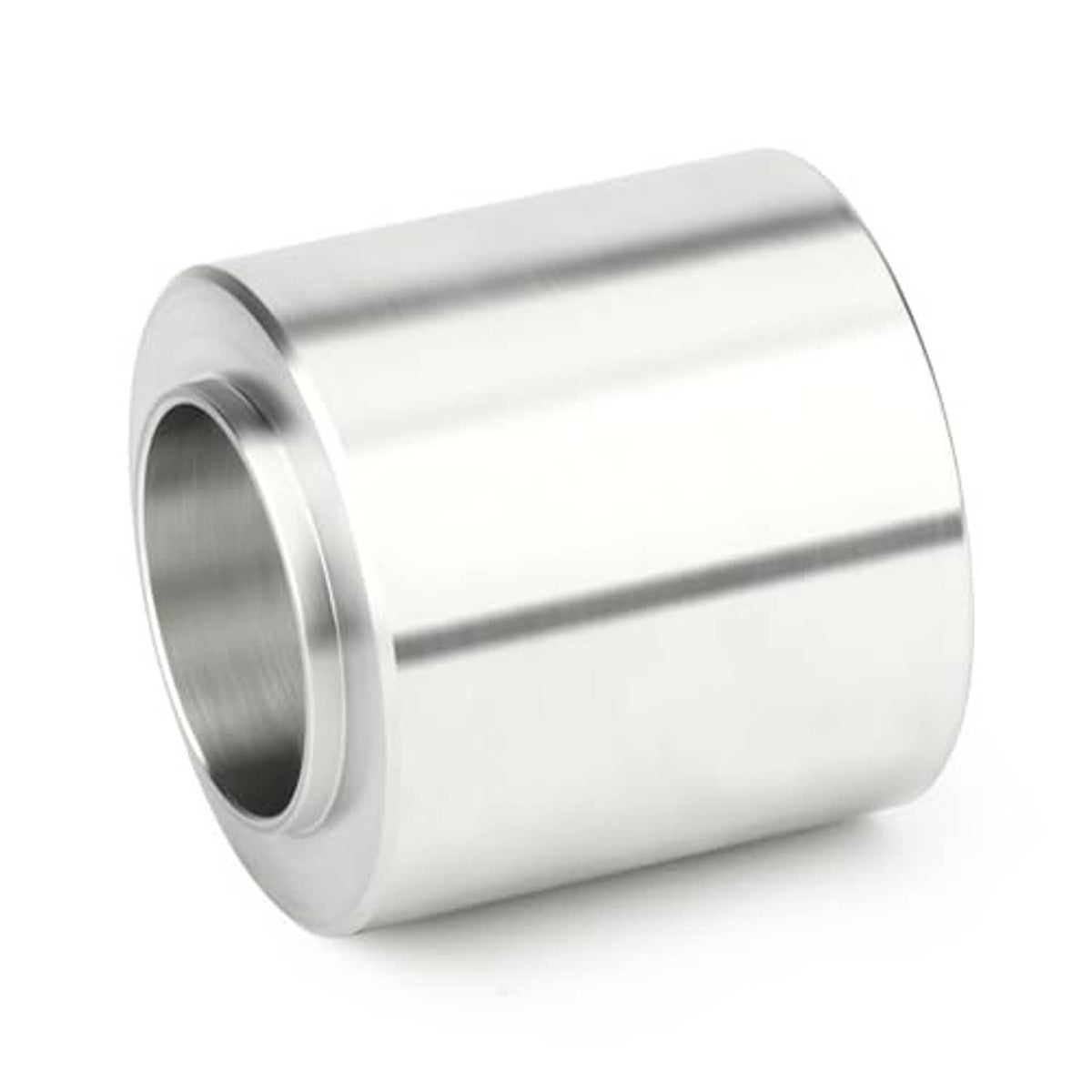 Aluminum weld-on bung with female 3/4" NPT thread opening, side view of cylinder
