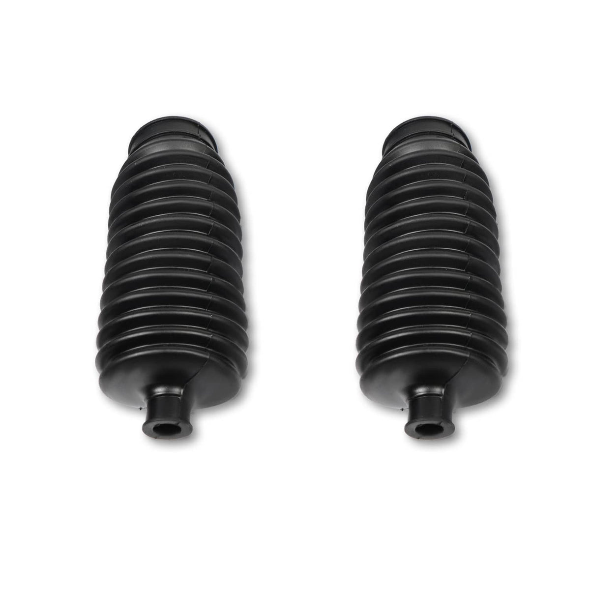 Pair of black accordion-style rubber suspension boots