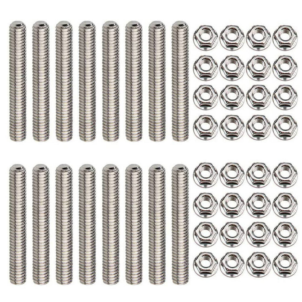 Stainless steel exhaust manifold studs and hex flange nuts kit, threaded bolts and nuts