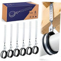 6-pack galvanized steel pipe hangers with black rubber-lined loops and locking screws