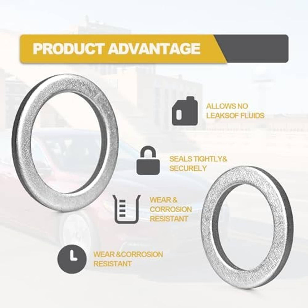 Set of metallic drain plug washers with sealing surfaces for oil drain plugs