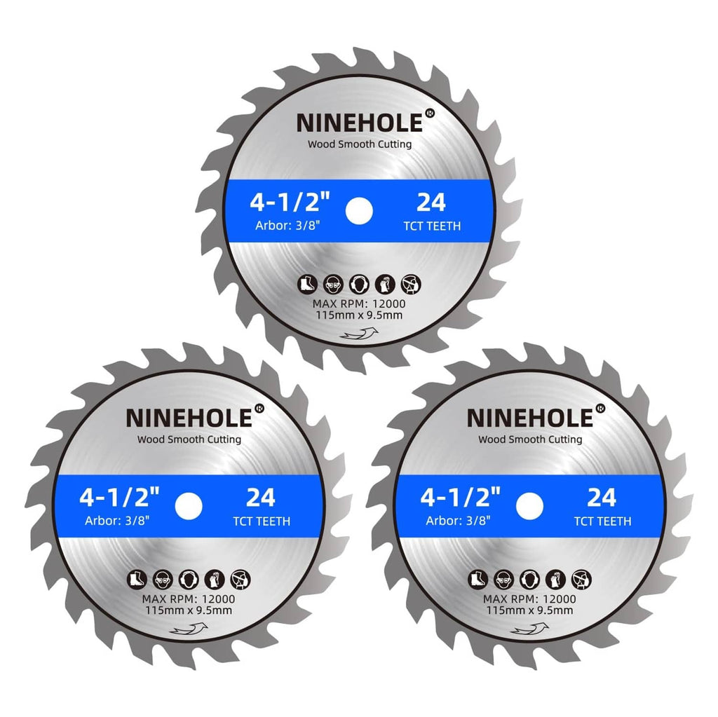 NINEHOLE 3-pack circular saw blades, 4-1/2 in, 24T, TCT teeth