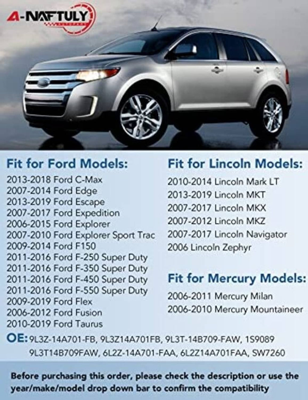 Silver SUV front view with promotional compatibility list overlay