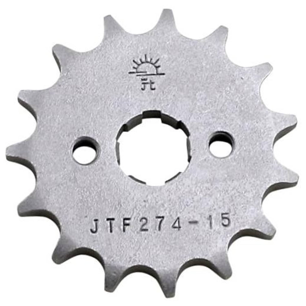 Steel front sprocket with 15 teeth, center bore, JTF274-15 marking
